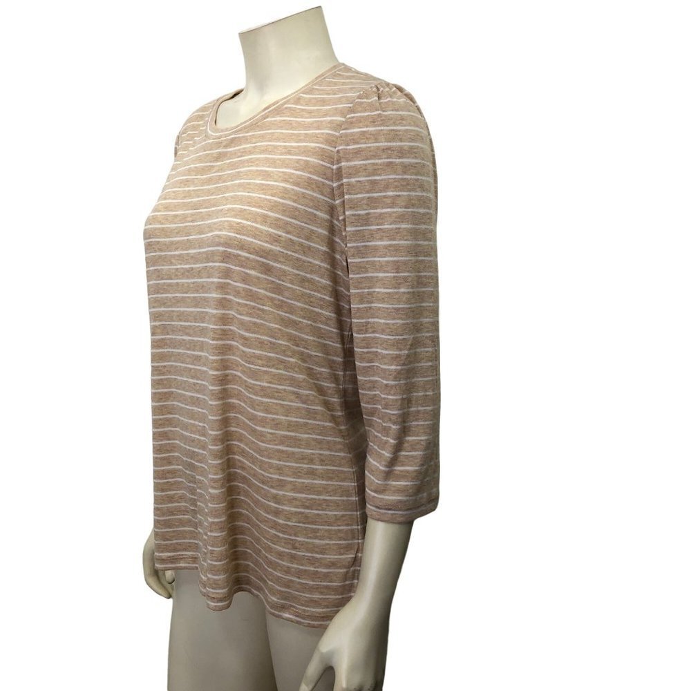 MICHAEL KORS STRIPED 3/4 SLEEVE KNIT TOP LG - Picture 3 of 5